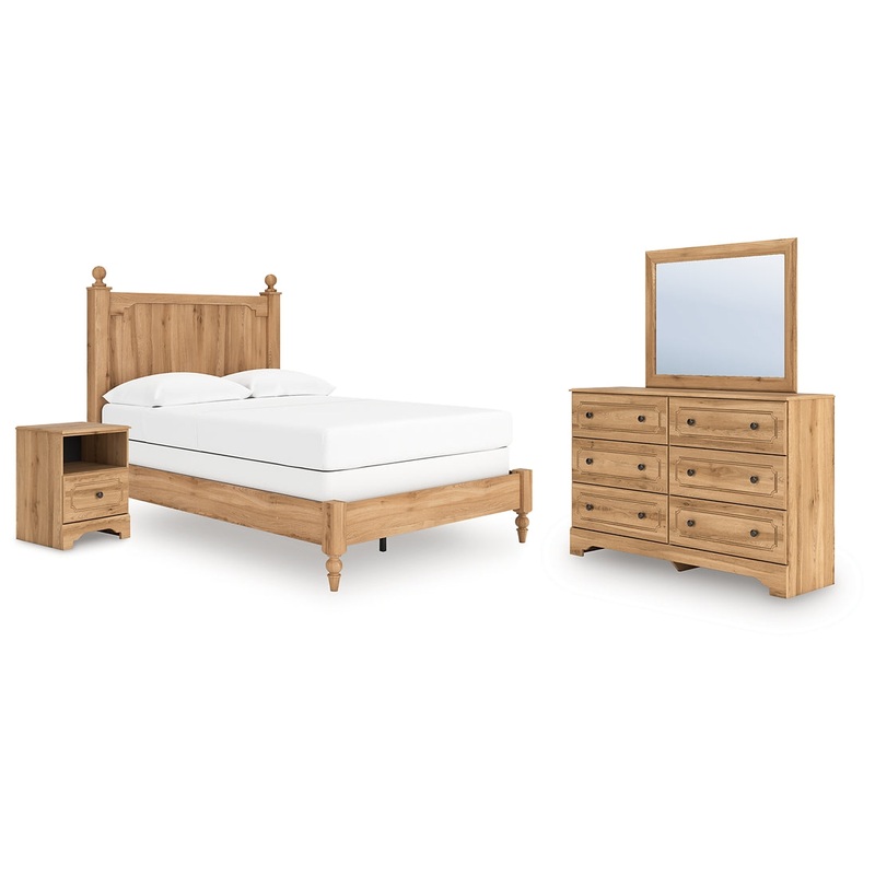 Aleaport Full Panel Bed with Mirrored Dresser and Nightstand