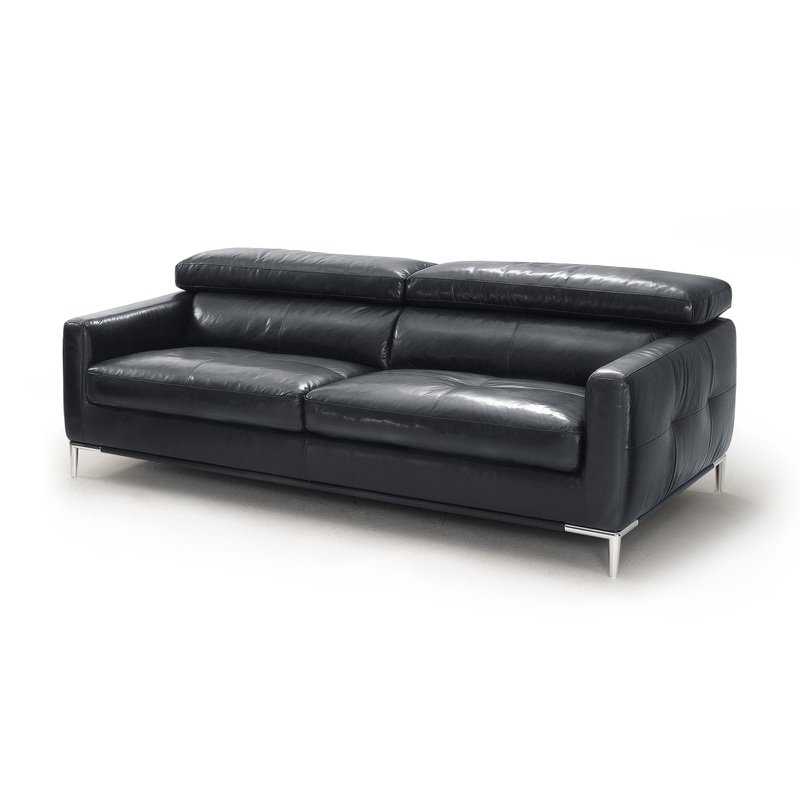 Divani Casa Natalia Modern Black Leather Sofa Model VGKK1281X-BLK-S