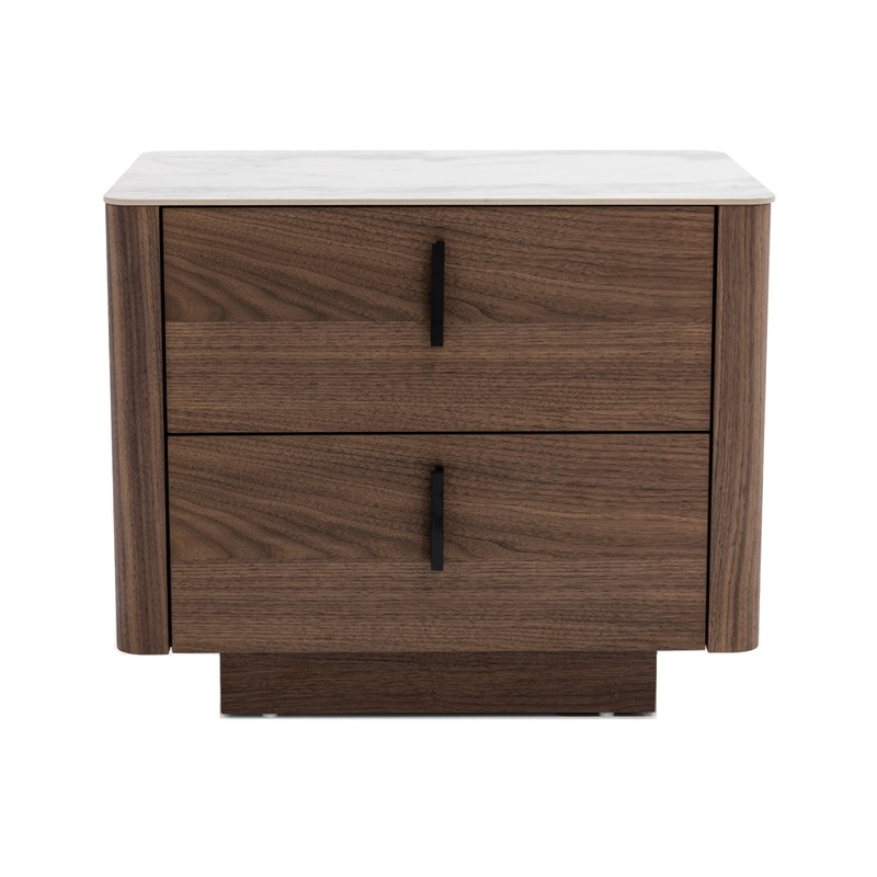 Modrest Chelton Contemporary White Ceramic & Walnut Nightstand Model VGHB351U-WAL-NS