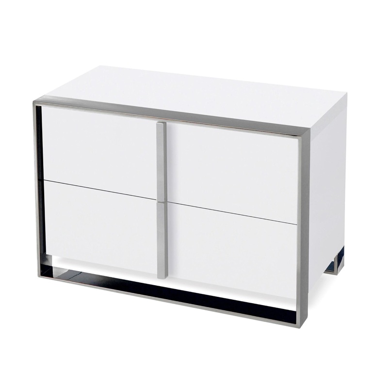 Nova Domus Francois Modern White & Stainless Steel Nightstand Model VGHBVIGU2-WHT-NS