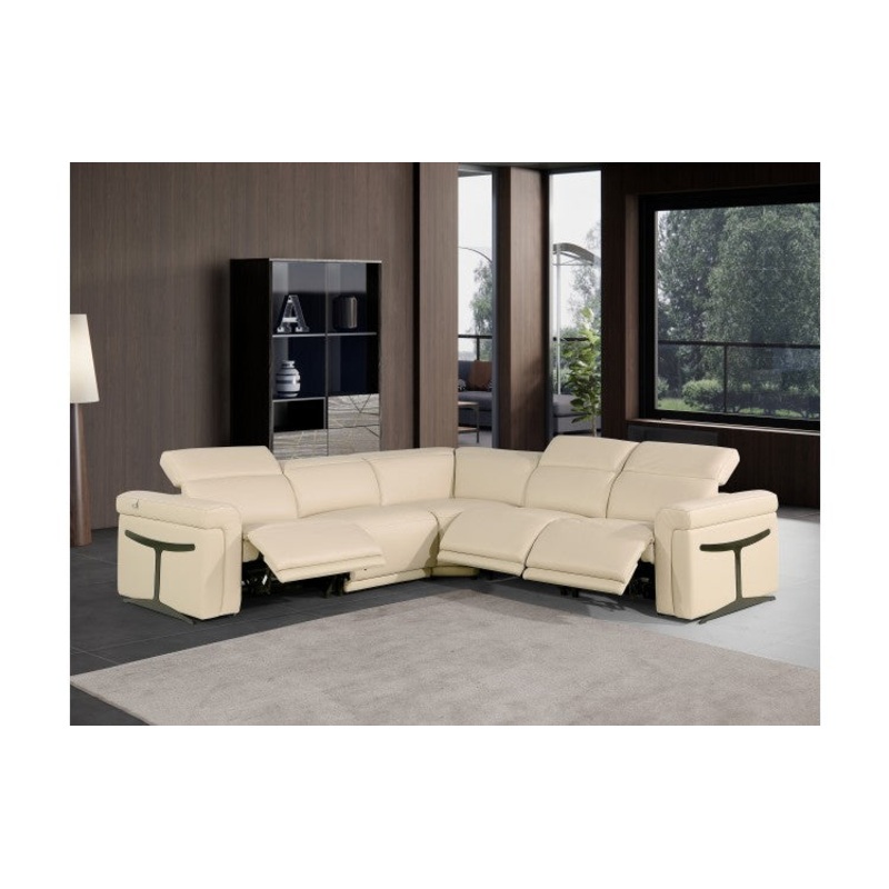1126 DivanItalia Beige 5-Piece Sectional with 3 Power Recliners and Power HeadrestsModel:  1126-BEIGE-3PWR-5PC