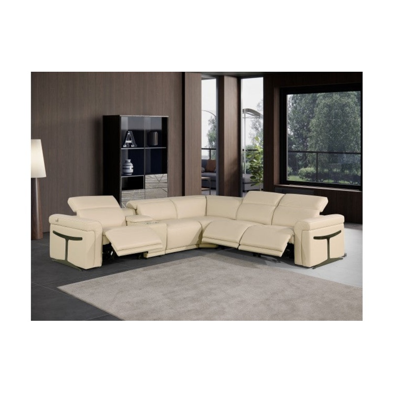 1126 DivanItalia Beige 6-Piece Sectional with 3 Power Recliners and Power HeadrestsModel:  1126-BEIGE-3PWR-6PC
