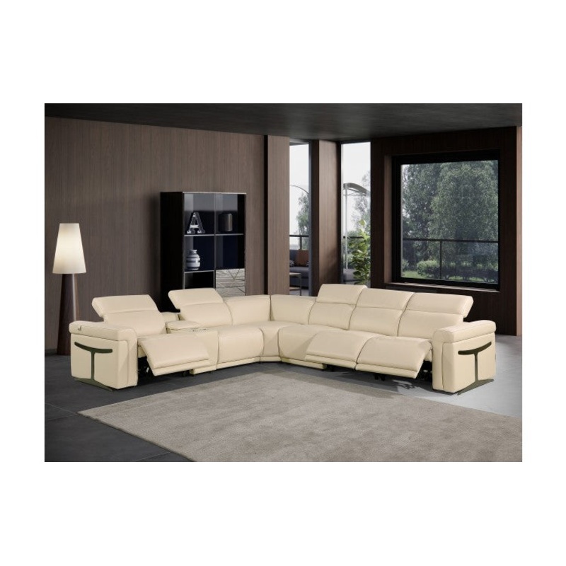 1126 DivanItalia Beige 7-Piece Sectional with 3 Power Recliners and Power HeadrestsModel:  1126-BEIGE-3PWR-7PC