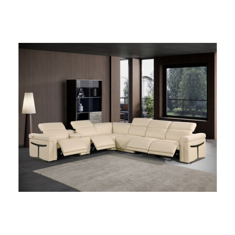 1126 DivanItalia Beige 7-Piece Sectional with 4 Power Recliners and Power HeadrestsModel:  1126-BEIGE-4PWR-7PC