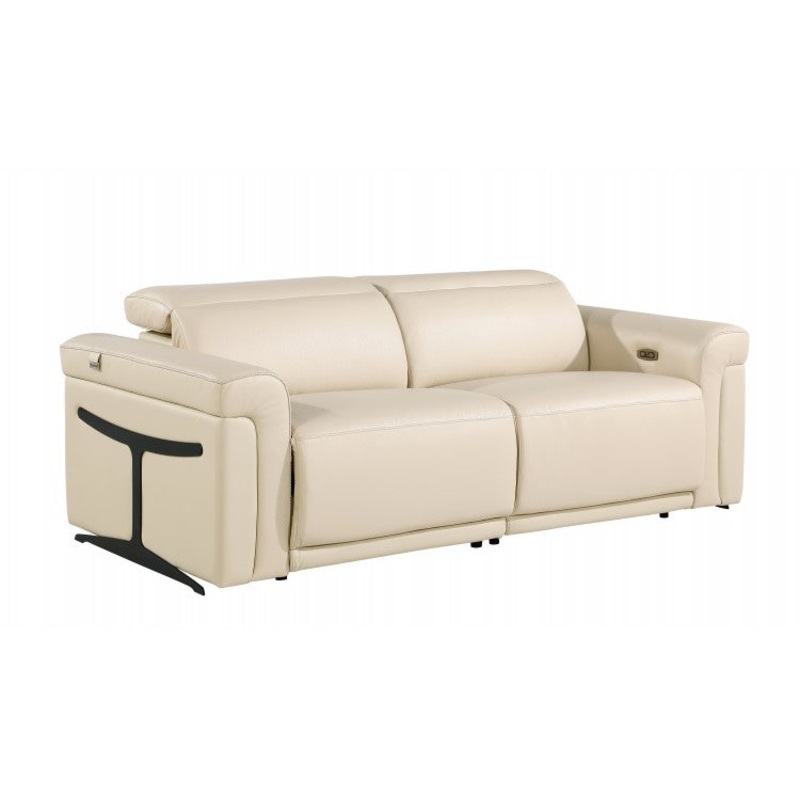 1126 DivanItalia Beige Top Grain Italian Leather Power Reclining Sofa with Power HeadrestModel:  1126-BEIGE-S