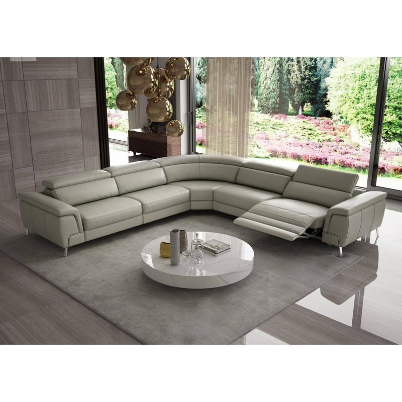 Lamod Italia Wonder Italian Modern Grey Leather Sectional Sofa With Recliners Model VGCCWONDER-GRY2-SECT