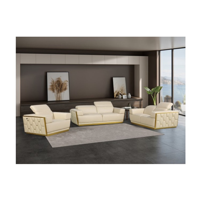1111 DivanItalia Beige Sofa Set  Top Grain Italian LeatherModel:  1111-BEIGE