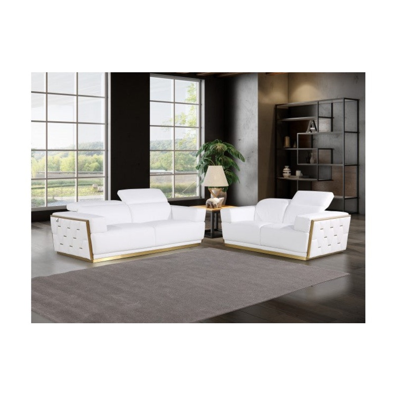 1111 DivanItalia White Sofa and Loveseat Set  Top Grain Italian LeatherModel:  1111-WHITE-2PC