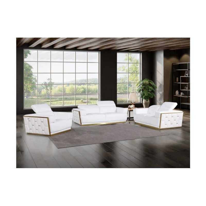 1111 DivanItalia White Sofa Set  Top Grain Italian LeatherModel:  1111-WHITE