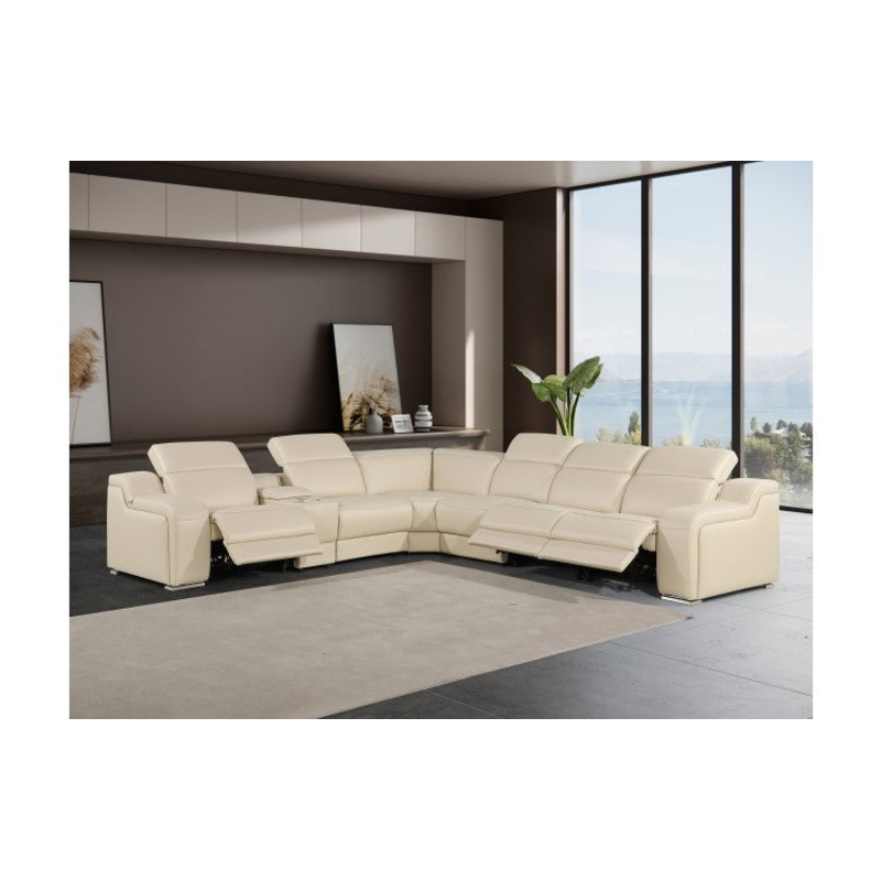 1116 DivanItalia Beige Top-Grain Italian Leather 7-Piece Sectional with 3 Power Reclining Seats & Power HeadrestModel:  1116-BEIGE-3PWR-7PC