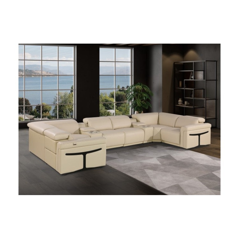 1126 DivanItalia Beige 8-Piece Sectional with 2 Power Recliners and Power HeadrestsModel:  1126-BEIGE-8PC-2PWR-U-SECTIONAL-GROUP