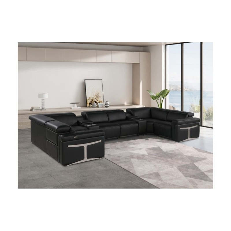1126 DivanItalia Black 8-Piece Sectional with 2 Power Recliners and Power HeadrestsModel:  1126-BLACK-8PC-2PWR-U-SECTIONAL-GROUP
