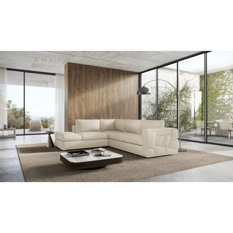 998 DivanItalia Cream Left Arm Facing Sectional  Top Grain Italian LeatherModel:  998-BEIGE-LAF-SECT