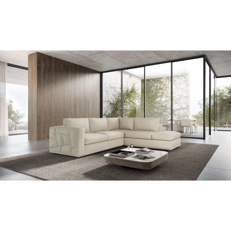 998 DivanItalia Cream Right Arm Facing Sectional  Top Grain Italian LeatherModel:  998-BEIGE-RAF-SECT