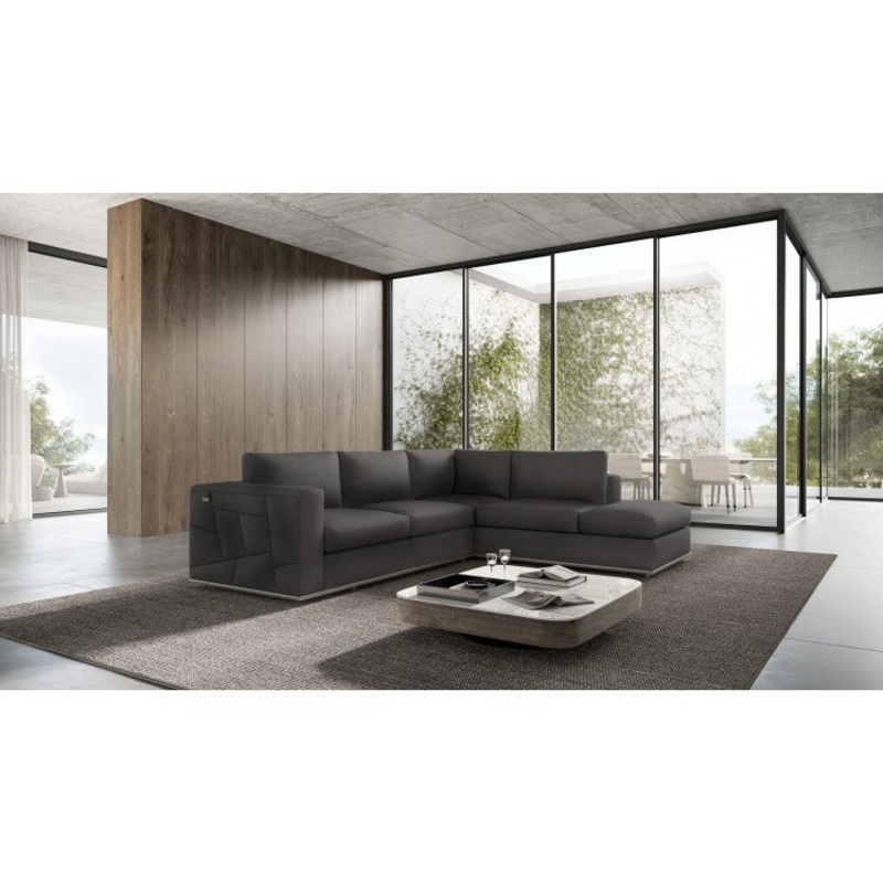 998 DivanItalia Dark Gray Right Arm Facing Sectional  Top Grain Italian LeatherModel:  998-DK_GRAY-RAF-SECT