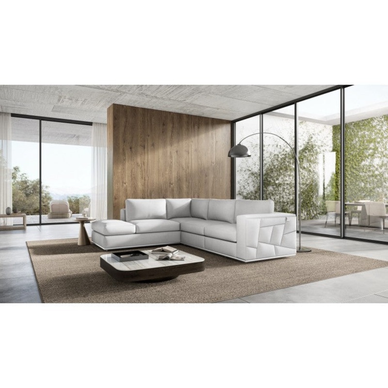 998 DivanItalia White Left Arm Facing Sectional  Top Grain Italian LeatherModel:  998-WHITE-LAF-SECT