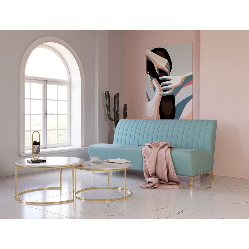 Divani Casa Mosko Modern Light Green & Gold Fabric Sofa Model VGEUMC-9714SF-GRN-S