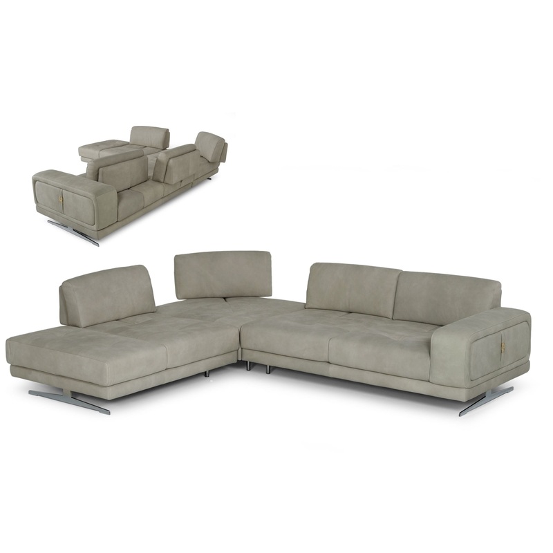 Lamod Italia Mood Italian Grey Leather Left Facing Sectional Sofa Model VGCCMOOD-GRY-CLOUD-LAF-SECT