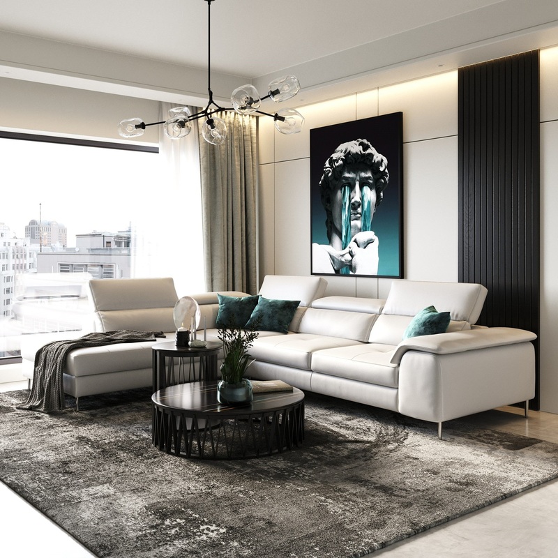 Lamod Italia Viola Italian Contemporary Grey Leather Left Facing Sectional Sofa Model VGCCVIOLA-KIM-GRY-LAF-SECT