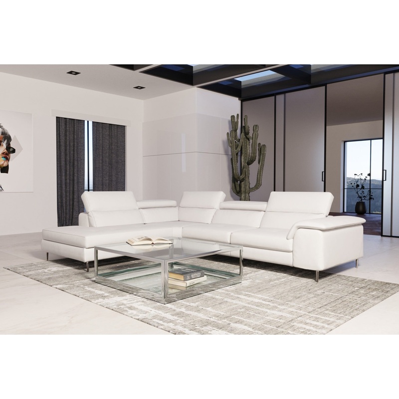 Lamod Italia Viola Italian Contemporary White Leather Left Facing Sectional Sofa Model VGCCVIOLA-KIM-WHT-LAF-SECT