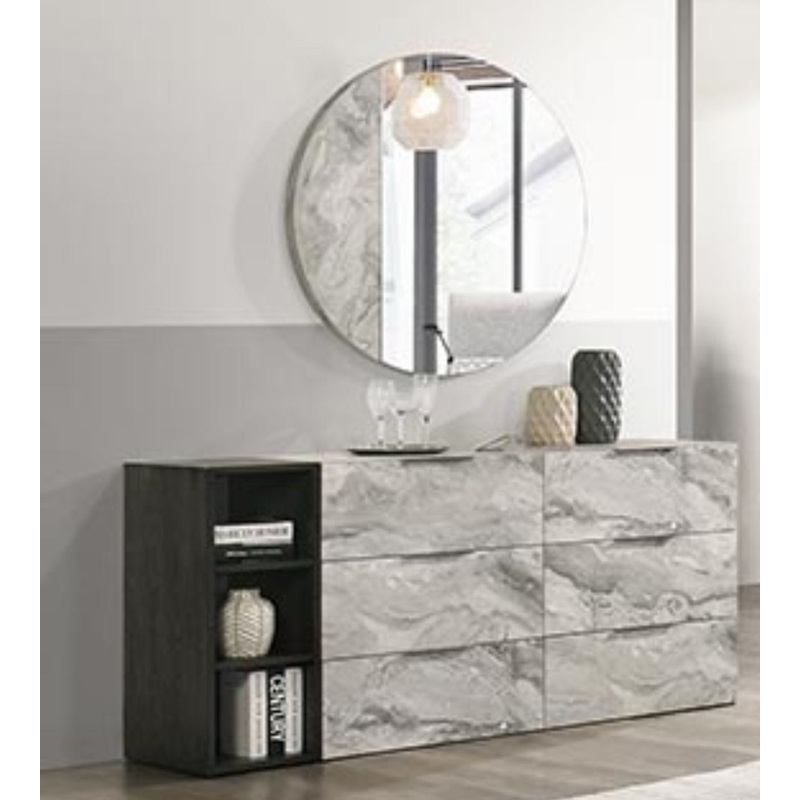 Nova Domus Maranello Modern Grey Faux Marble Mirror Model VGMAMQT-S25-BR-121-GRY-MIR