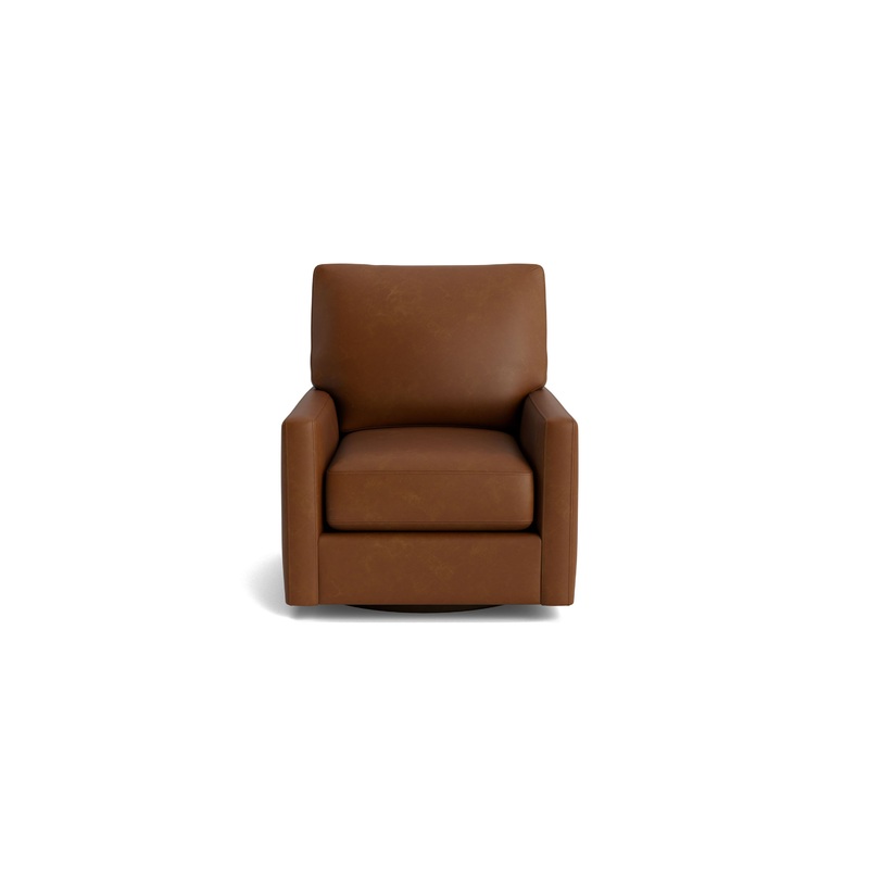 True Custom Leather Track Arm Swivel Chair