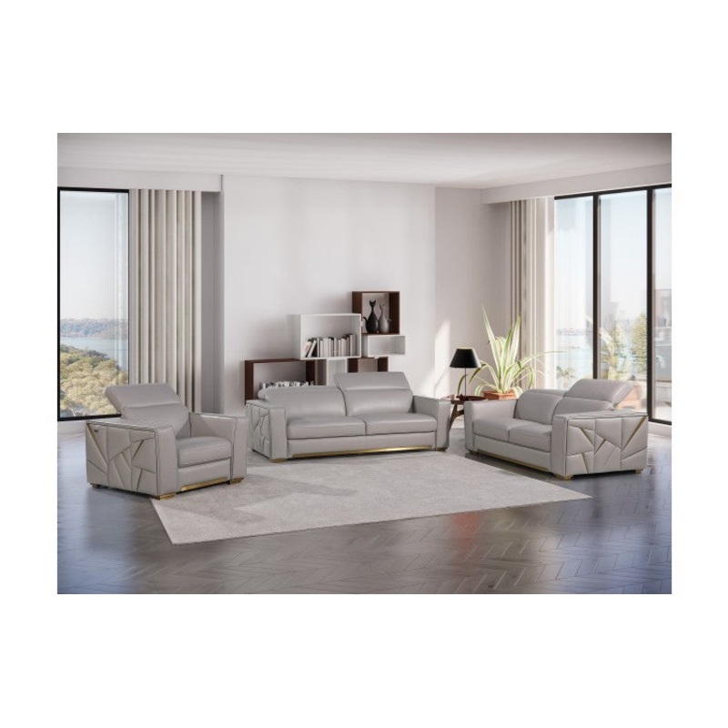 1120 DivanItalia Light Gray Sofa Set  Top Grain Italian LeatherModel:  1120-LT-GREY