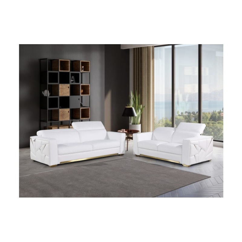 1120 DivanItalia White Sofa and Loveseat Set  Top Grain Italian LeatherModel:  1120-WHITE-2PC