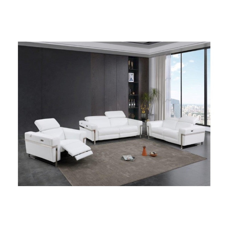 990 DivanItalia White Top Grain Italian Leather Sofa Set with Power ReclinersModel:  990-WHITE