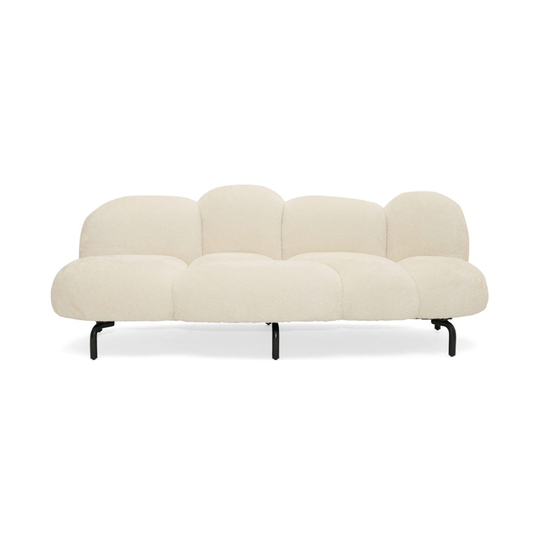 Divani Casa Glaster Contemporary White Sherpa 88 Bubble Sofa Model VGODZW-20036-WHT-S