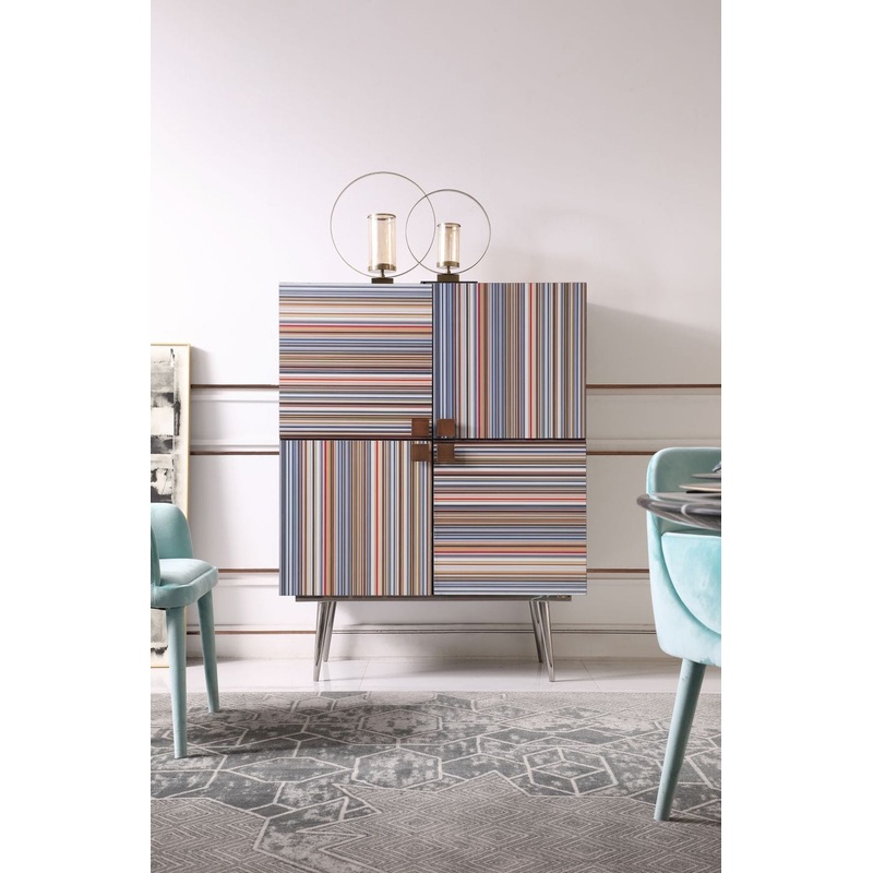 Modrest Macoy Modern Multicolor And Black Ash Wine Cabinet Model VGVCGR2008-WINE