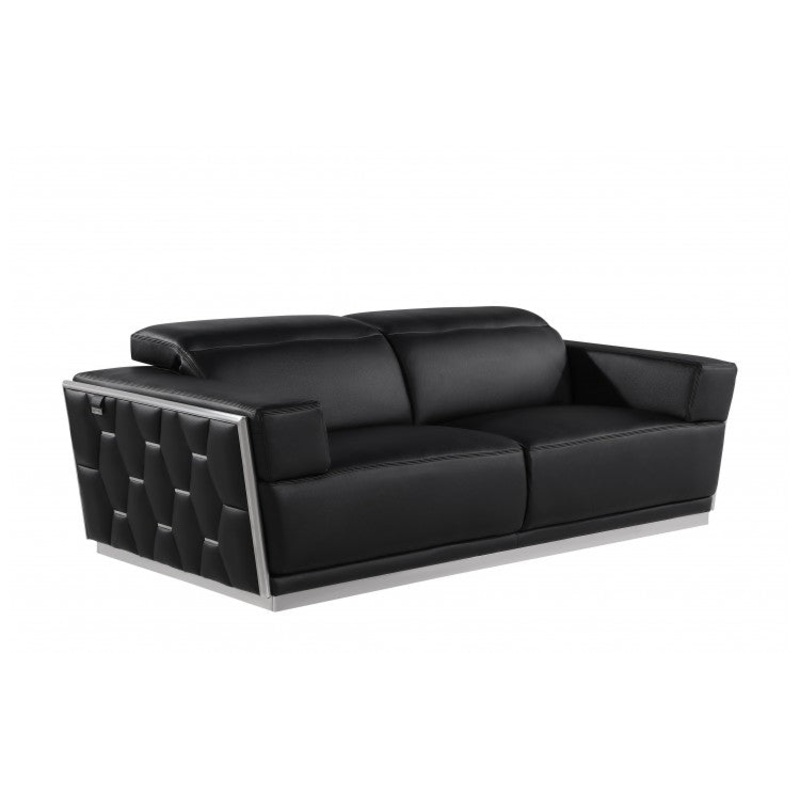 1111 DivanItalia Black Sofa  Top Grain Italian LeatherModel:  1111-BLACK-S