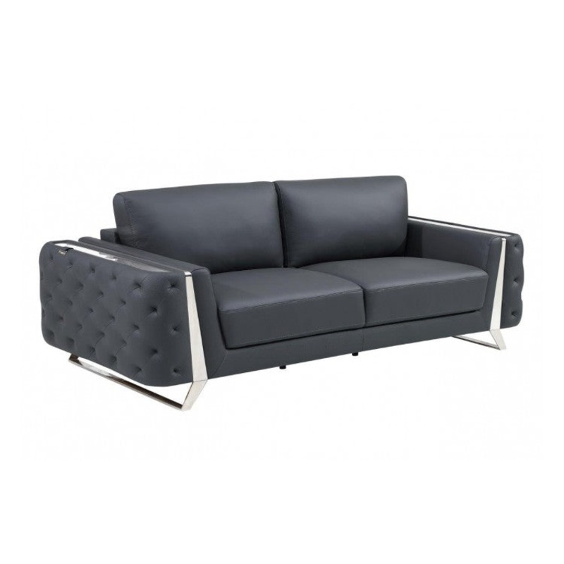 Caviani Top Grain Leather Sofa Model:  1050-DK-GRAY-S