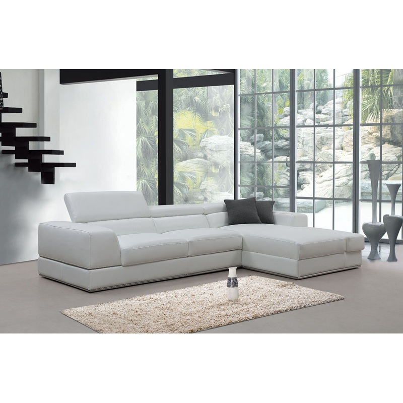 Divani Casa Pella Mini Modern White Leather Right Facing Sectional Sofa Model VGCA5106A-WHT-RAF-SECT