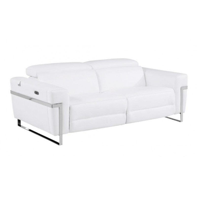 990 DivanItalia White Top Grain Italian Leather Sofa with Power ReclinersModel:  990-WHITE-S