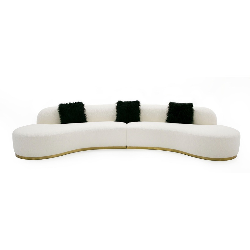 Divani Casa Frontier Glam Off White Fabric Curved Sectional Sofa With Black Pillows Model VGODZW-943-BGE-SECT
