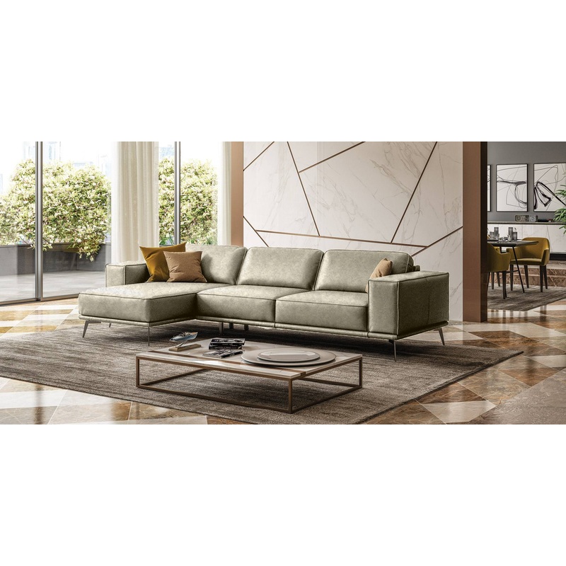 Lamod Italia Soho Italian Left Facing Grey Maya Cloud Leather Sectional Sofa Model VGCCSOHO-LAF-GRY-SECT