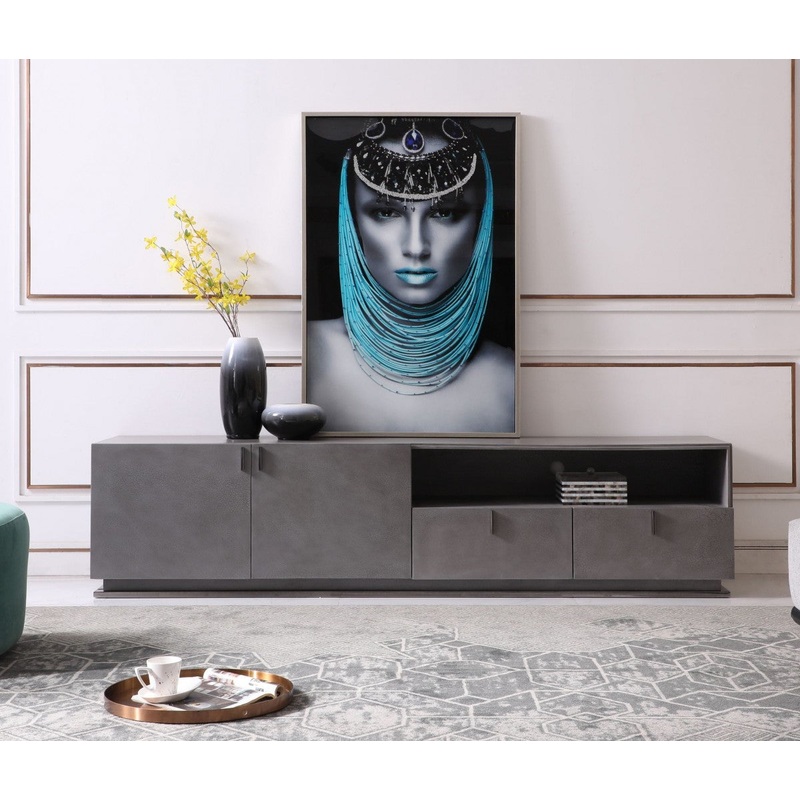 Modrest Buckley Modern Grey Crackle Tv Stand Model VGVCTV2003-GRY-TV