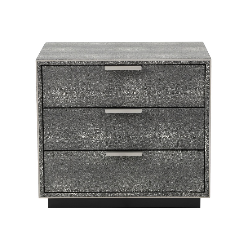 Modrest Dynasty Modern Shagreen Three Drawer Nightstand Model VGVCN2108-3-GRY-NS