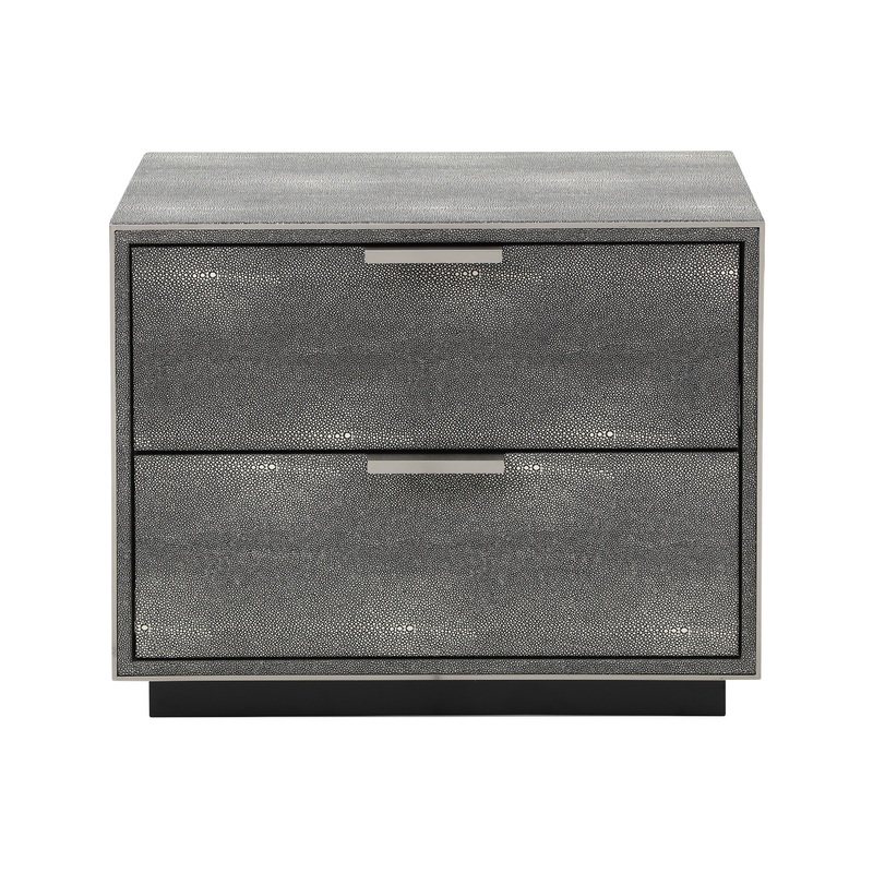 Modrest Dynasty Modern Shagreen Two Drawer Nightstand Model VGVCN2108-2-GRY-NS