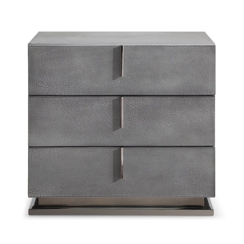 Modrest Buckley Modern Cracked Grey 3 Drawer Nightstand Model VGVC-N2003-GRY