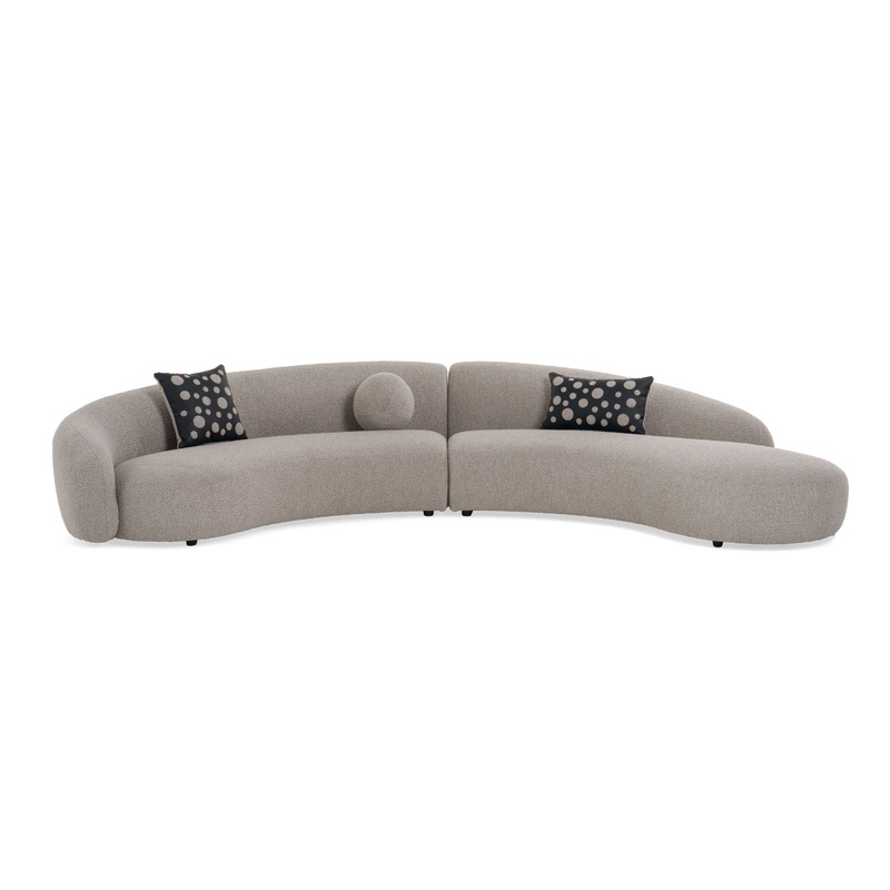 Divani Casa Allis Glam Grey And Black Fabric Curved Sectional Sofa Model VGOD-ZW-21032-GRY-SECT