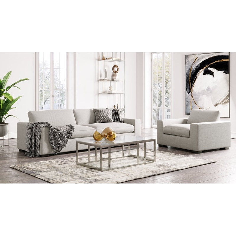 Divani Casa Poppy Modern White Fabric Long Sofa Model VGKK-KF1031-WHT-4S