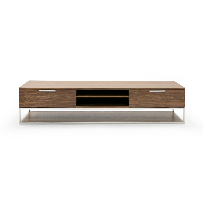 Modrest Heloise Modern Walnut And Stainless Steel Tv Stand Model VGBB-MK1502-TV