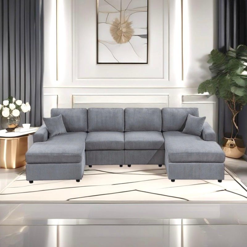 Wynn 6-Upholstered Corduroy Sectional Sofa