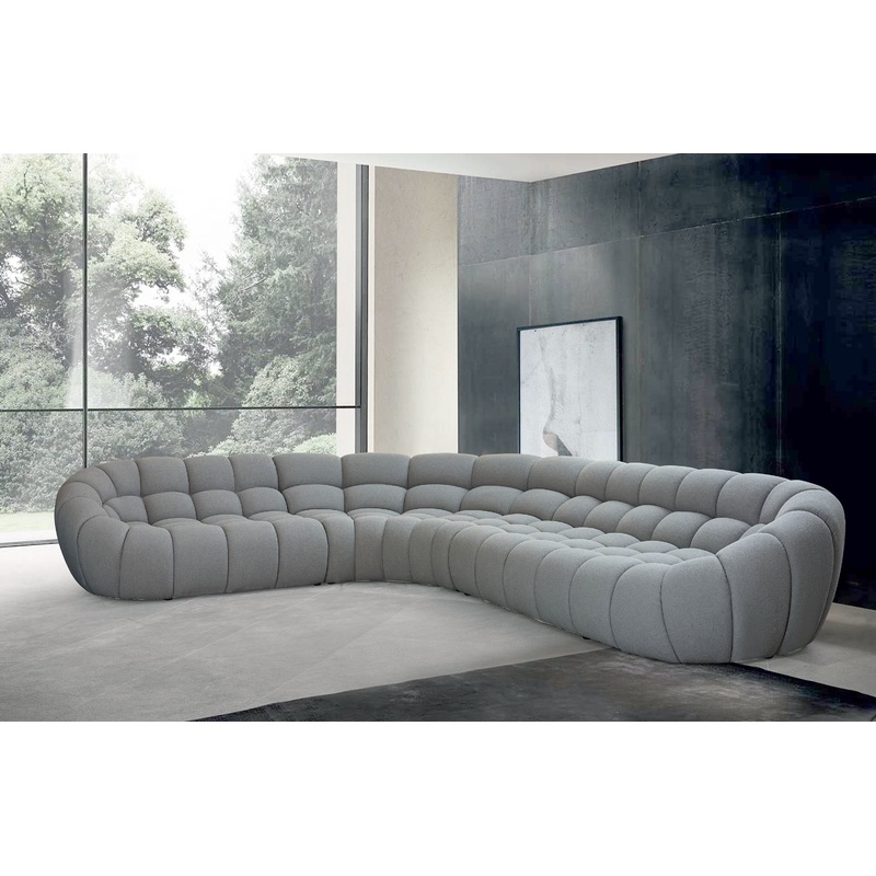 Divani Casa Yolonda Modern Light Grey Curved Sectional Sofa Model VGEV-2126B-LGRY-SECT