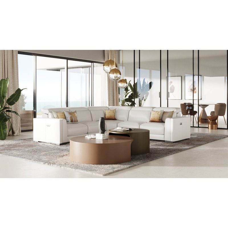Modrest Frazier Modern White Leather Sectional Sofa With 3 Recliners Model VGKM-KM268H-W-SECT