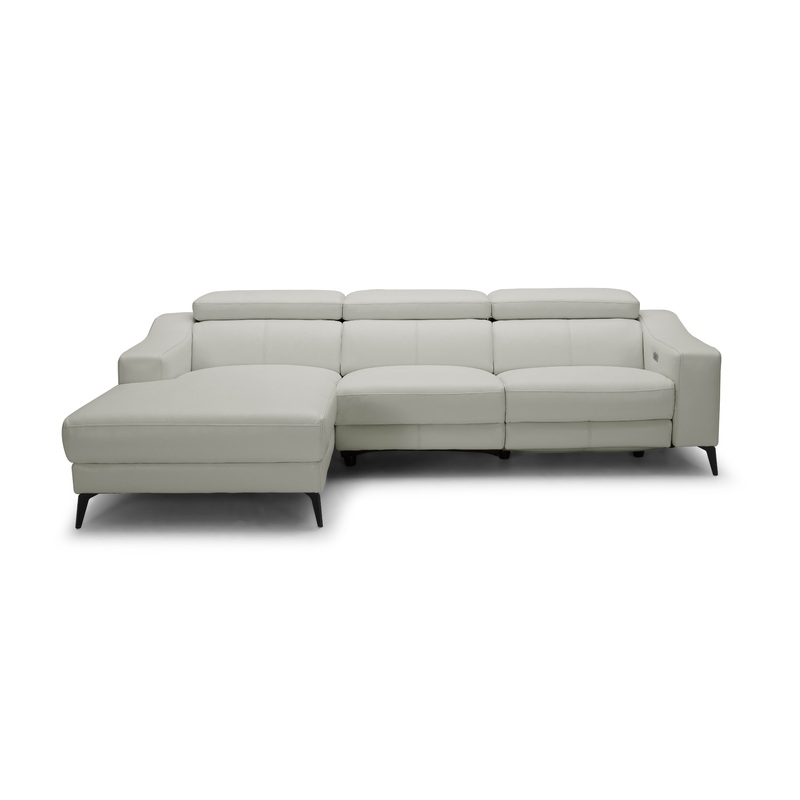Modrest Rampart Modern L Shape Laf White Leather Sectional Sofa With 1 Recliner Model VGKM-5325-LAF-WHT-SECT