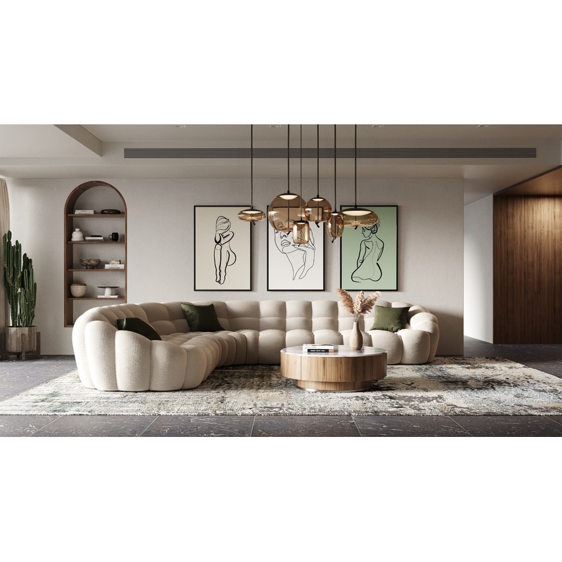 Divani Casa Yolonda Modern Beige Curved Sectional Sofa Model VGEV-2126B-LGB-SECT