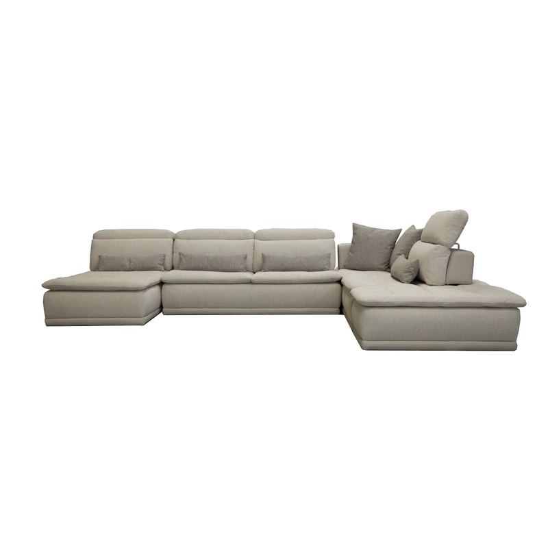 David Ferrari Panorama Italian Modern Taupe Grey Fabric And Leather Modular Sectional Sofa Model VGFT-PANORAMA-TG